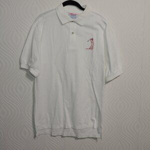 THE CROSBY Men's sz M White Pique Golf Polo Hanes Activewear Souvenir Shirt